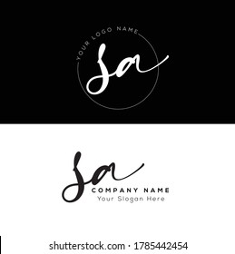 S A SA Initial letter handwriting and signature logo.	
