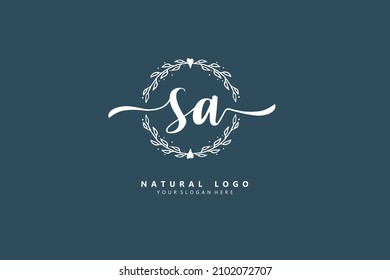 S A SA logo, Initial lettering handwriting or handwritten for identity. Logo with signature and hand drawn style.