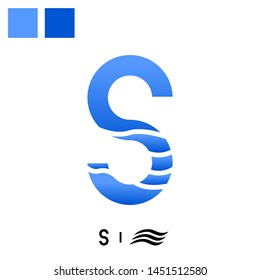 The S + sea wave logo design