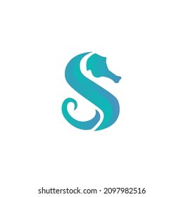 Logotipo de vectores modernos simples S Seahorse