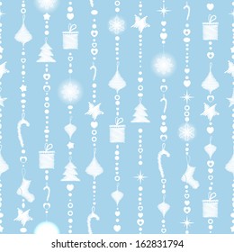 s seamless pattern on a blue background with white garlands