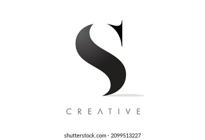 S Serif Letter Logo with Minimalist Design in Black and White Vector Icon. Creative S Logo Letter Illustration.