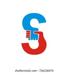 S shakehand initial letter logo design template vector