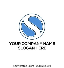 s shape icon letter with circle and ying yang flat design