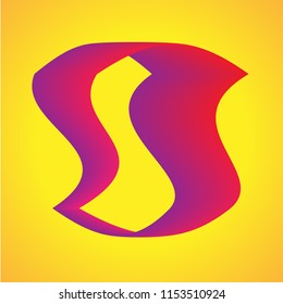S shape modern gradient shape template with pink and purple overflows. Vector futuristic web concept