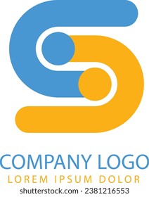 S shaped logo with blue and orange combination