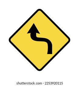 S sharp left turn signs, Brazilian traffic sign vector illustration.