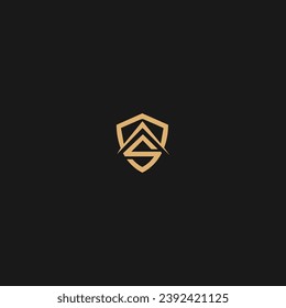 S shield Golden creativo letra abstracta S plantilla de logotipo. Ilustración del vector,