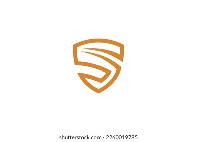 S shield, shield logo with letter s in simple flat design