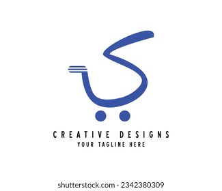 S shoping logo with classic modern style for personal brand, wedding monogram, etc.