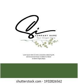 S I SI Initial letter handwriting and signature logo. Beauty vector initial logo .Fashion, boutique, floral and botanical