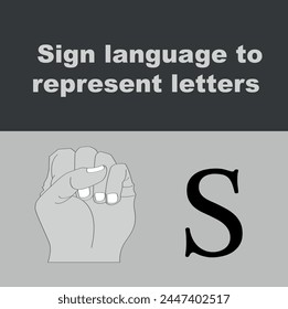 S Sign Language Alphabet ASL representing letters of the English alphabet