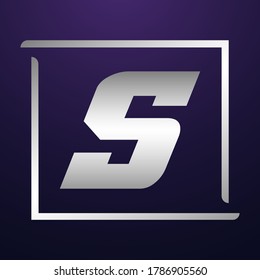 S Silver Letter Logo Design With Simple style