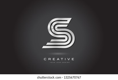 S Silver Steel Letter Monogram Logo Design. Modern S Metal Icon With Creative Beautiful Iron Metal Texture Vector.