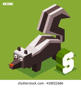 S for Skunk. Animal Alphabet collection. vector illustration