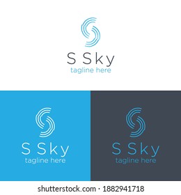 S Espacio negativo S Letra de línea S Plantilla de vector de diseño de logotipo