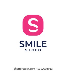Logo de sonrisa vector diseño de aplicación simple moderno