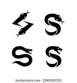 S Snake initial letter icon design template set collection