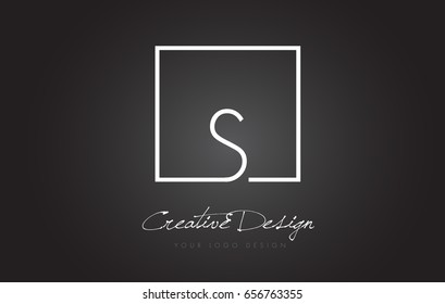 S Square Framed Letter Logo Design Vector with Black and White Colors.