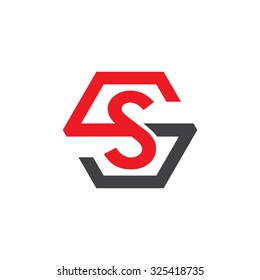 S SS initial logo, hexagon S shape logo red