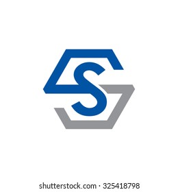 S SS initial logo, hexagon S shape logo blue