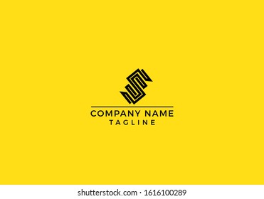 S SS logo icon design with black and yellow color in vector editable file.