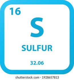 S Sulfur Non reactive metal Chemical Element vector illustration diagram, with atomic number, mass and electron configuration. Simple outline flat hexagon design for education, lab, science class.
