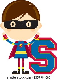 S is for Superhero Educational Illustration
