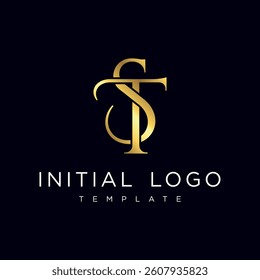 S T Elegant Luxury Initial Letter Logo Template