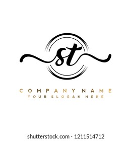 S T Initial handwriting logo vector