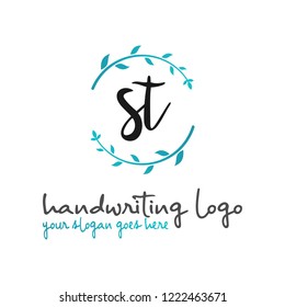 S T Initial handwriting logo vector