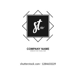 S T Initial Handwriting Logo Template Vector