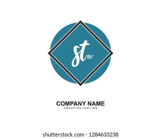 S T Initial Handwriting Logo Template Vector