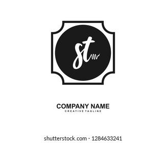 S T Initial Handwriting Logo Template Vector