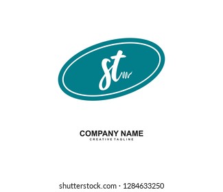S T Initial Handwriting Logo Template Vector