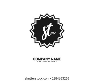 S T Initial Handwriting Logo Template Vector