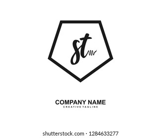 S T Initial Handwriting Logo Template Vector