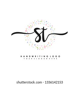S T Initial handwriting logo vector