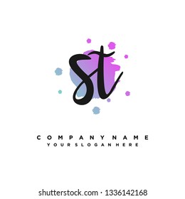 S T Initial handwriting logo vector