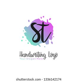 S T Initial handwriting logo vector