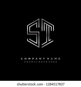 S T initial letter, modern logo design template vector 