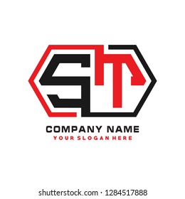 S T initial letter, modern logo design template vector 