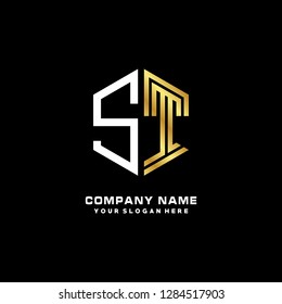 S T initial letter, modern logo design template vector 