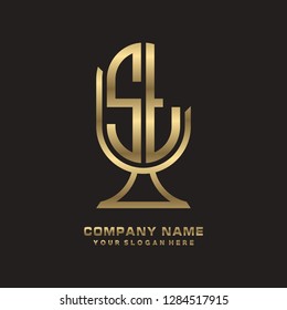 S T initial letter, modern logo design template vector 