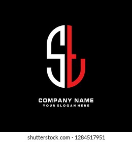 S T initial letter, modern logo design template vector 