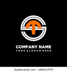 S T initial letter, modern logo design template vector 