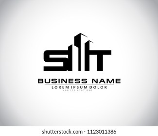 S T Initial logo concept with building template vector.