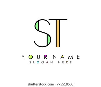 S & T initial minimalist logo template vector