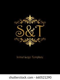 S T Initial Wedding Logo Template Stock Vector Royalty Free