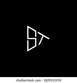 S T letter logo abstract design on black color background, st monogram